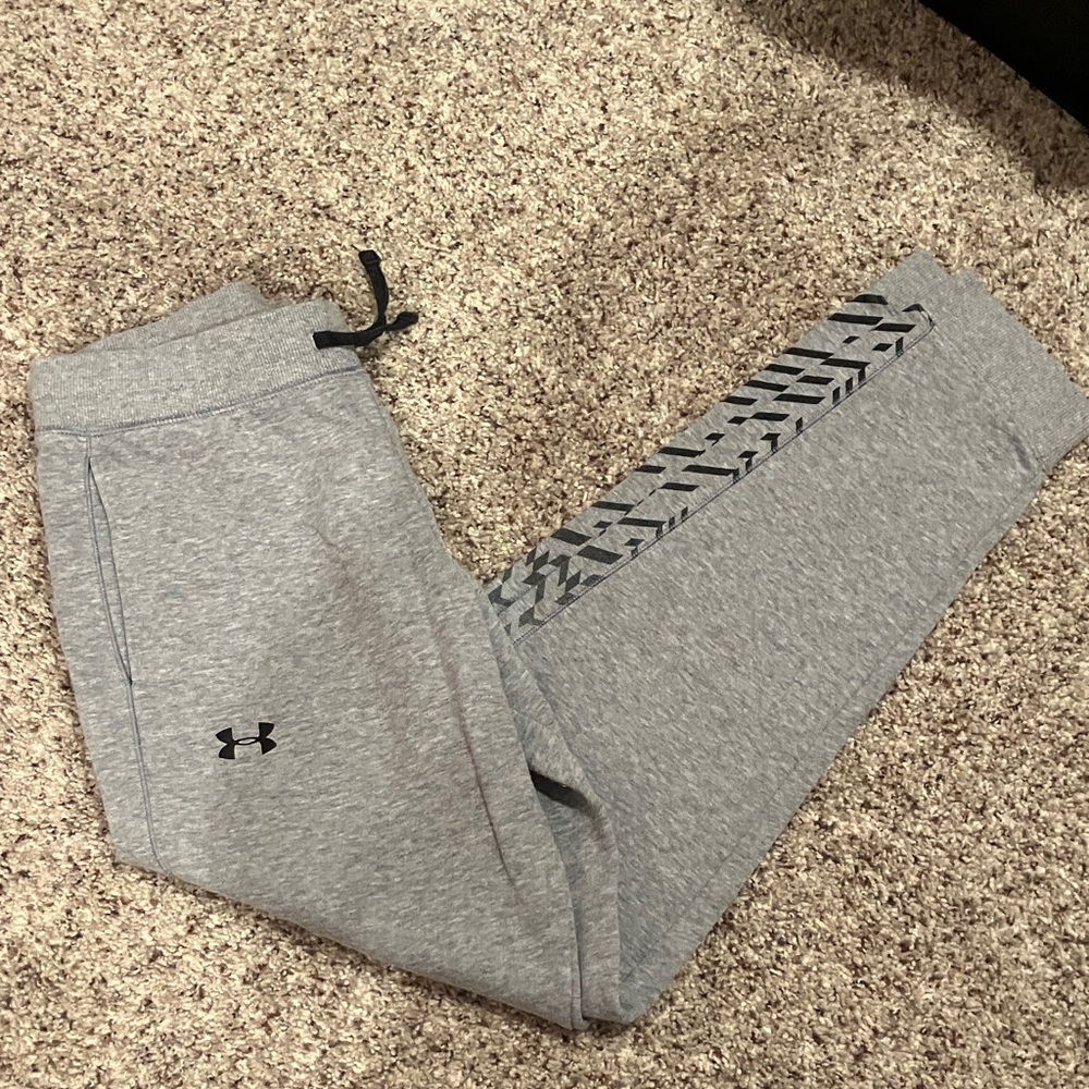 Under Armour Kids Light Gray Joggers with Black Accents